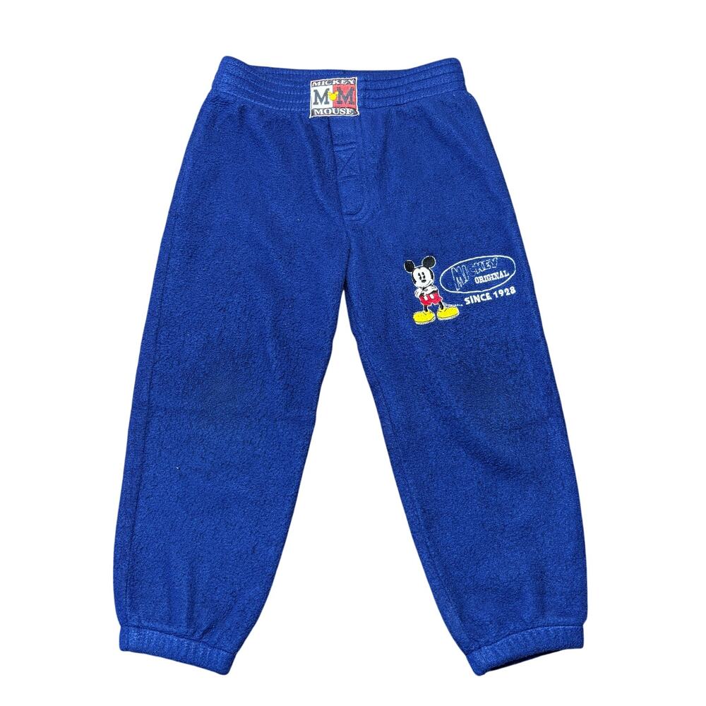 Vintage Mickey Mouse Sweat Pants Toddler 4T Blue Jogger Fleece Disney 90s